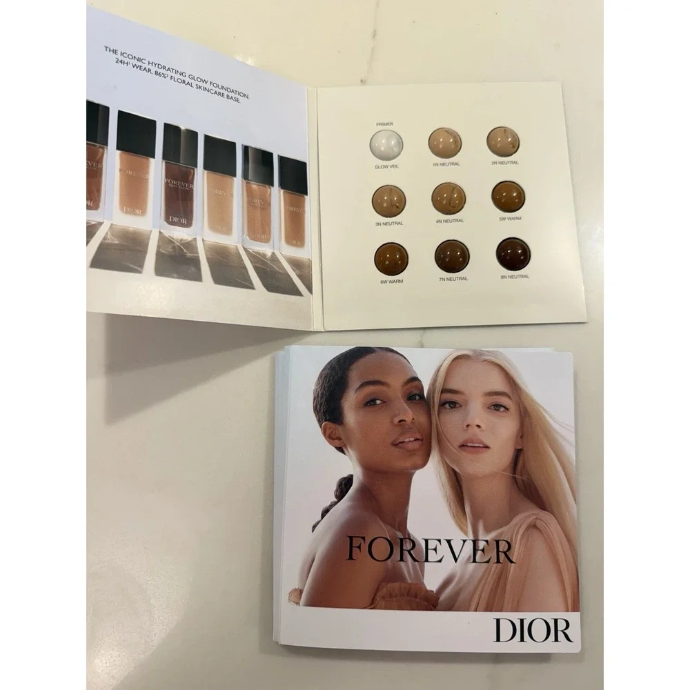 Dior Lot Of 3 Forever Skin Glow Foundation 1 Primer 8 Shades Sample Card Travel